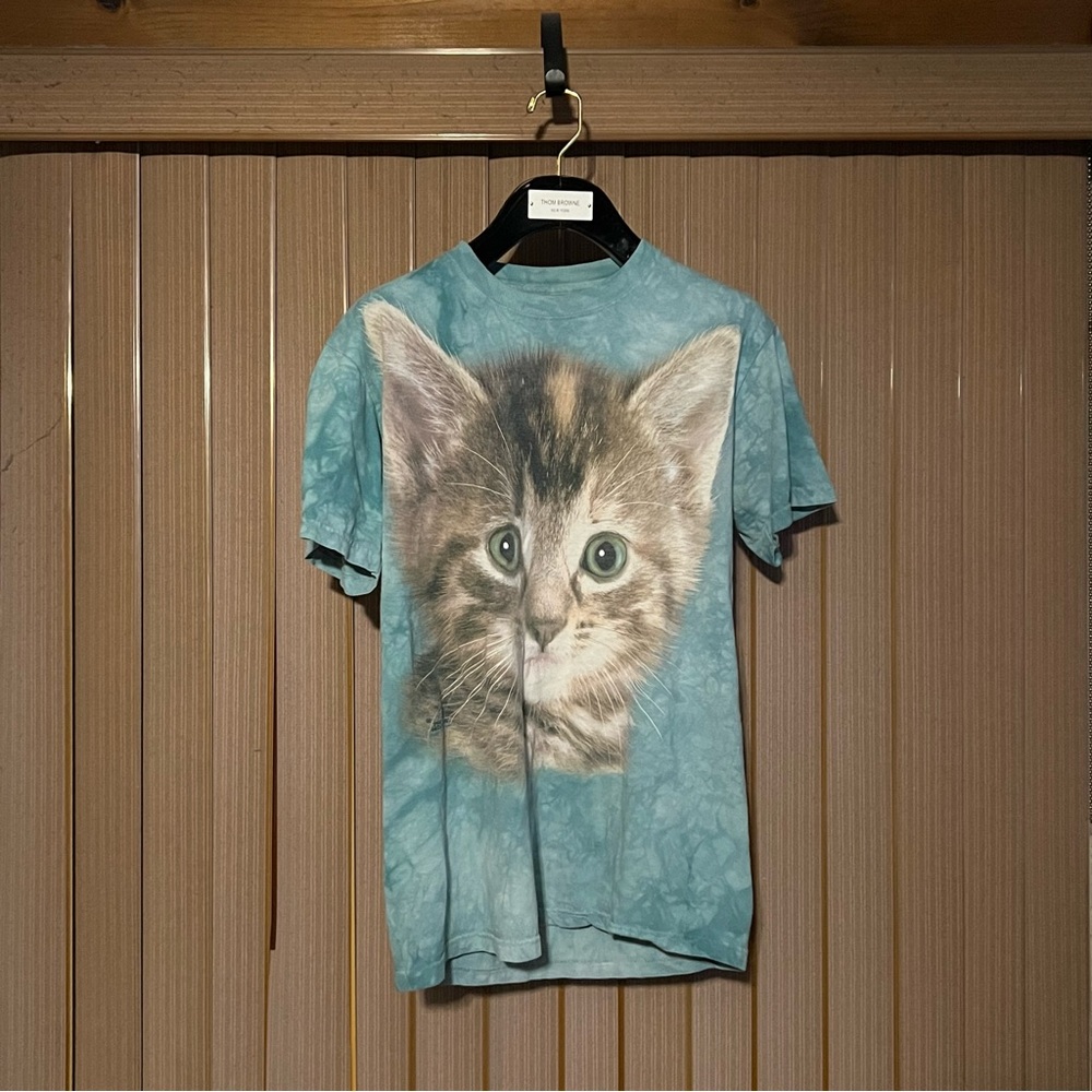 Urban Outfitters Cat Face Tie Dye T-Shirt in 100% Cotton Light Blue Men’s Small